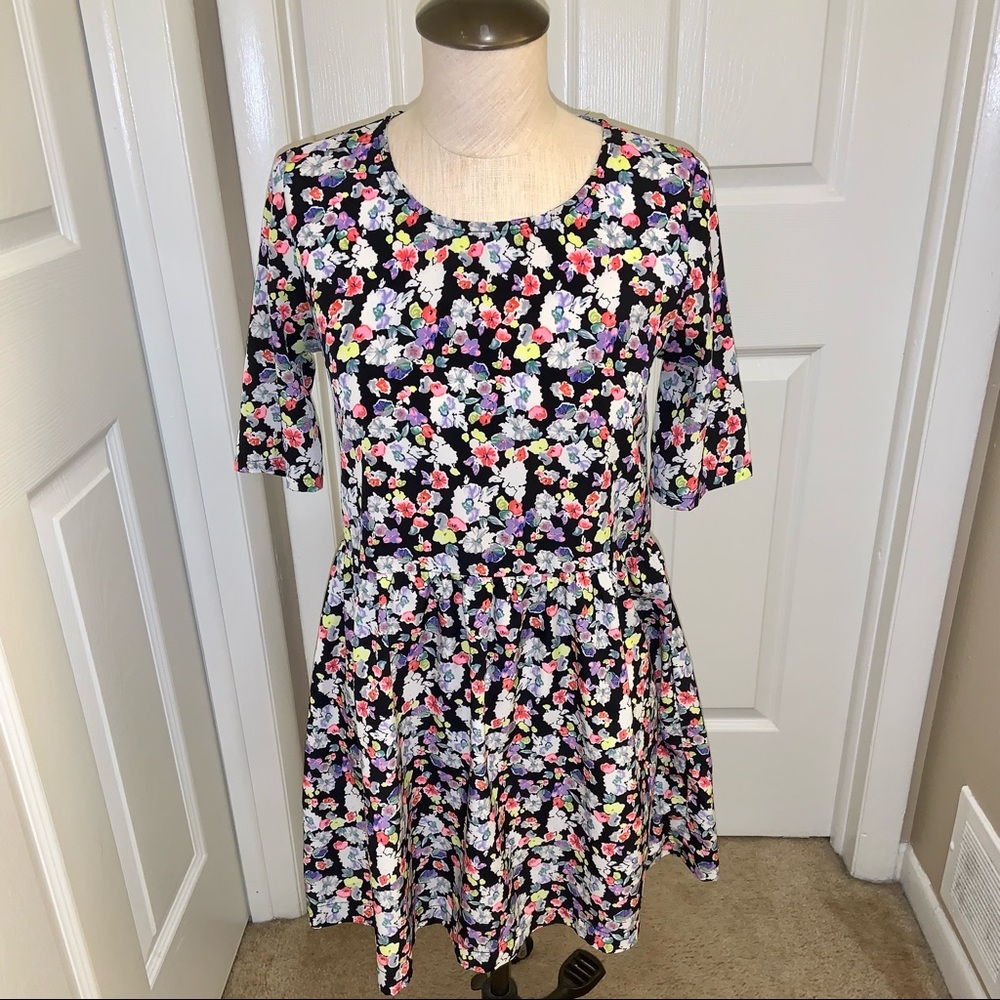Bloomingdales Aqua Black Floral Dress